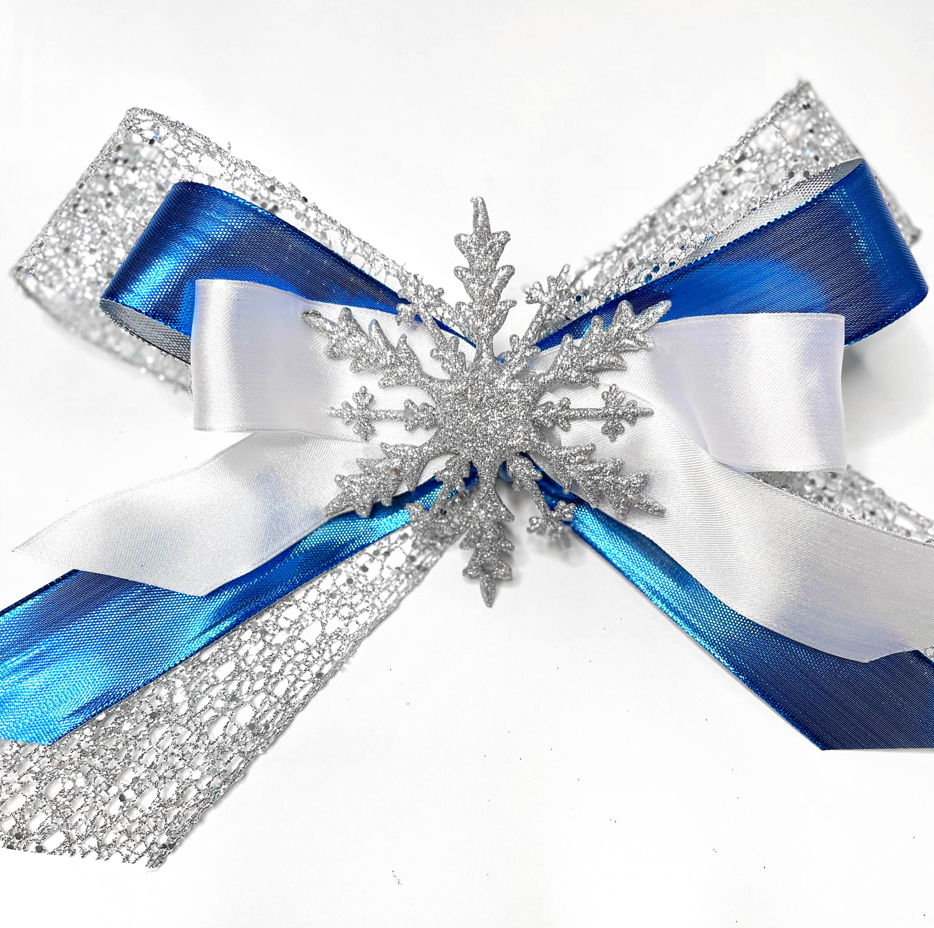 Blue, Silver and White Tree Bows - Set of 6