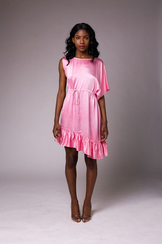 silk laundry asymmetrical ruffle dress CAMILLA | Asymmetrical Ruffle Slip Dress Bazaar Blooms, XS Blue | Bazaar BLOOMS