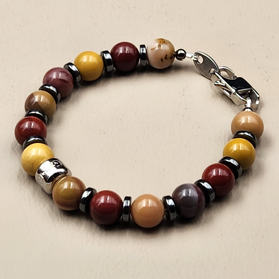 Thumbnail: Set Of 4 mm Faceted Mookaite Necklace And 10 mm Mookaite Bracelet