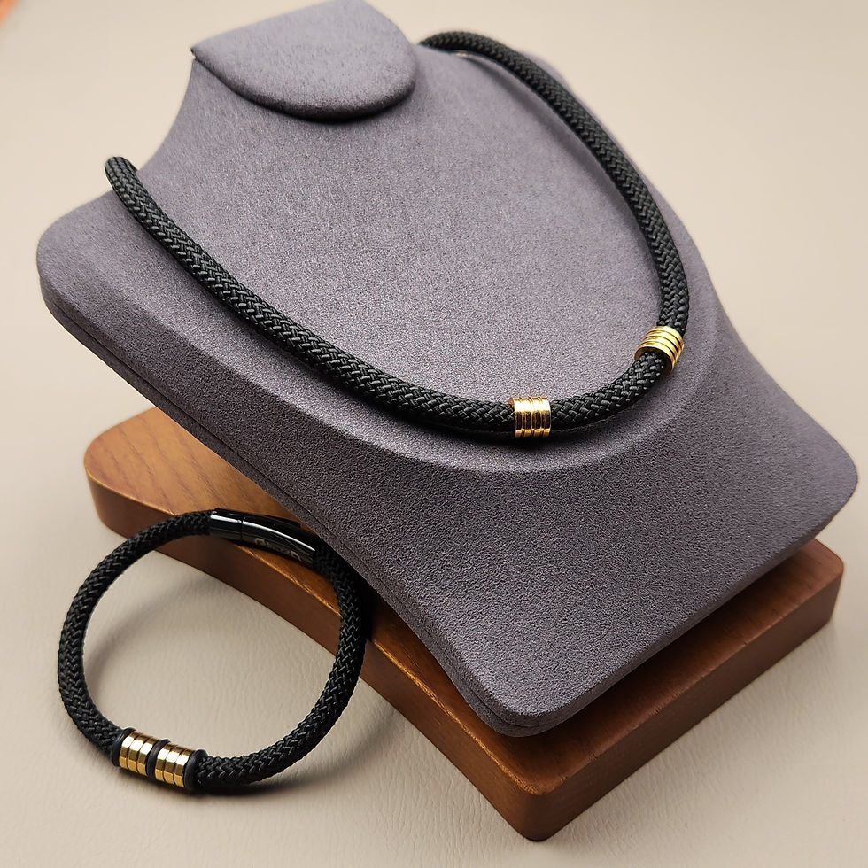 Thumbnail: Phineas 032 / 013  Bracelet & Collier Set Black / Gold