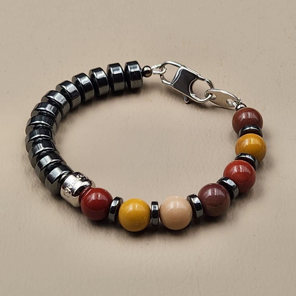 Thumbnail: Set Of 4 mm Faceted Hematite Necklace And Agabus 004 CL Bracelet