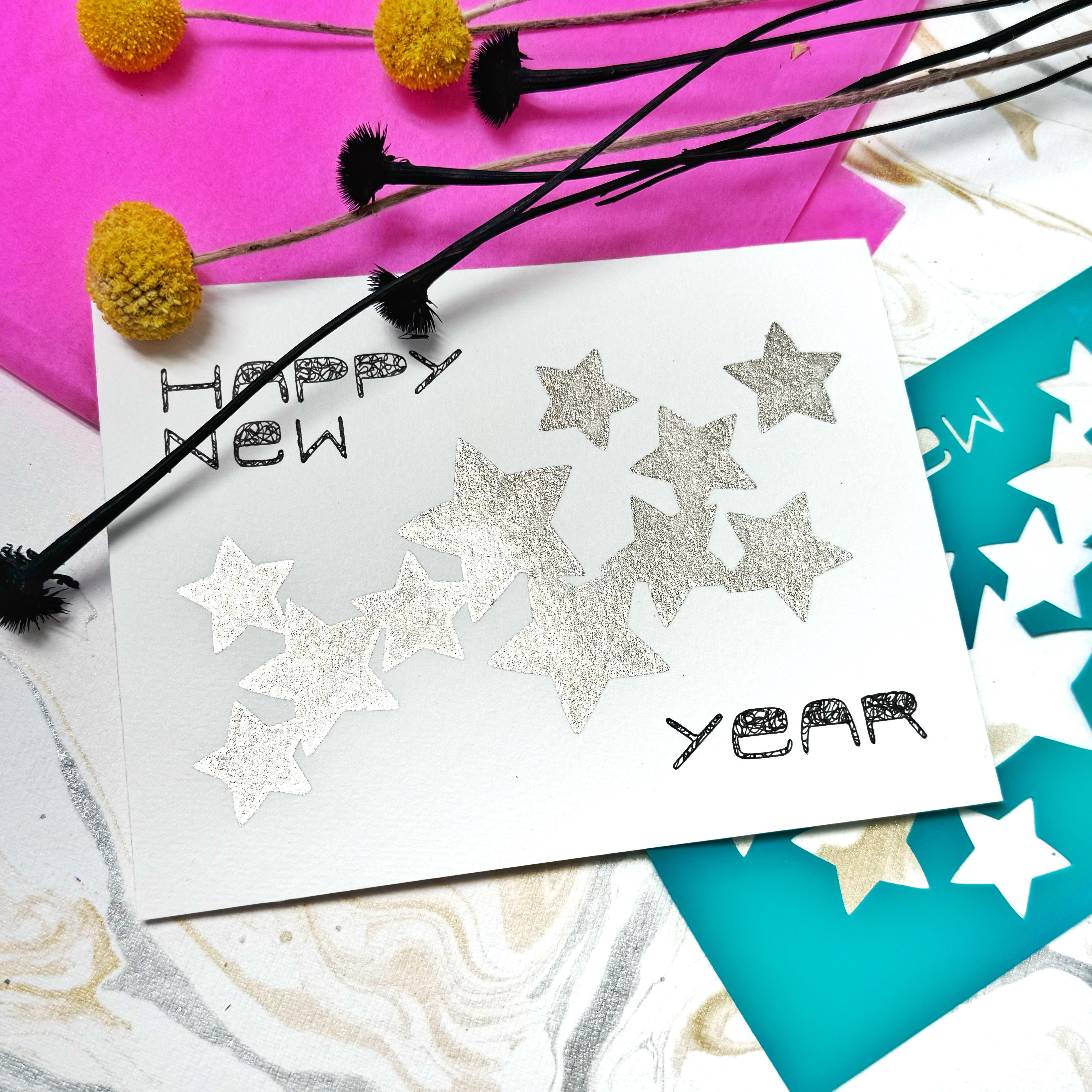 Schlichtbunt® pochoir queue d'étoile BONNE ANNÉE