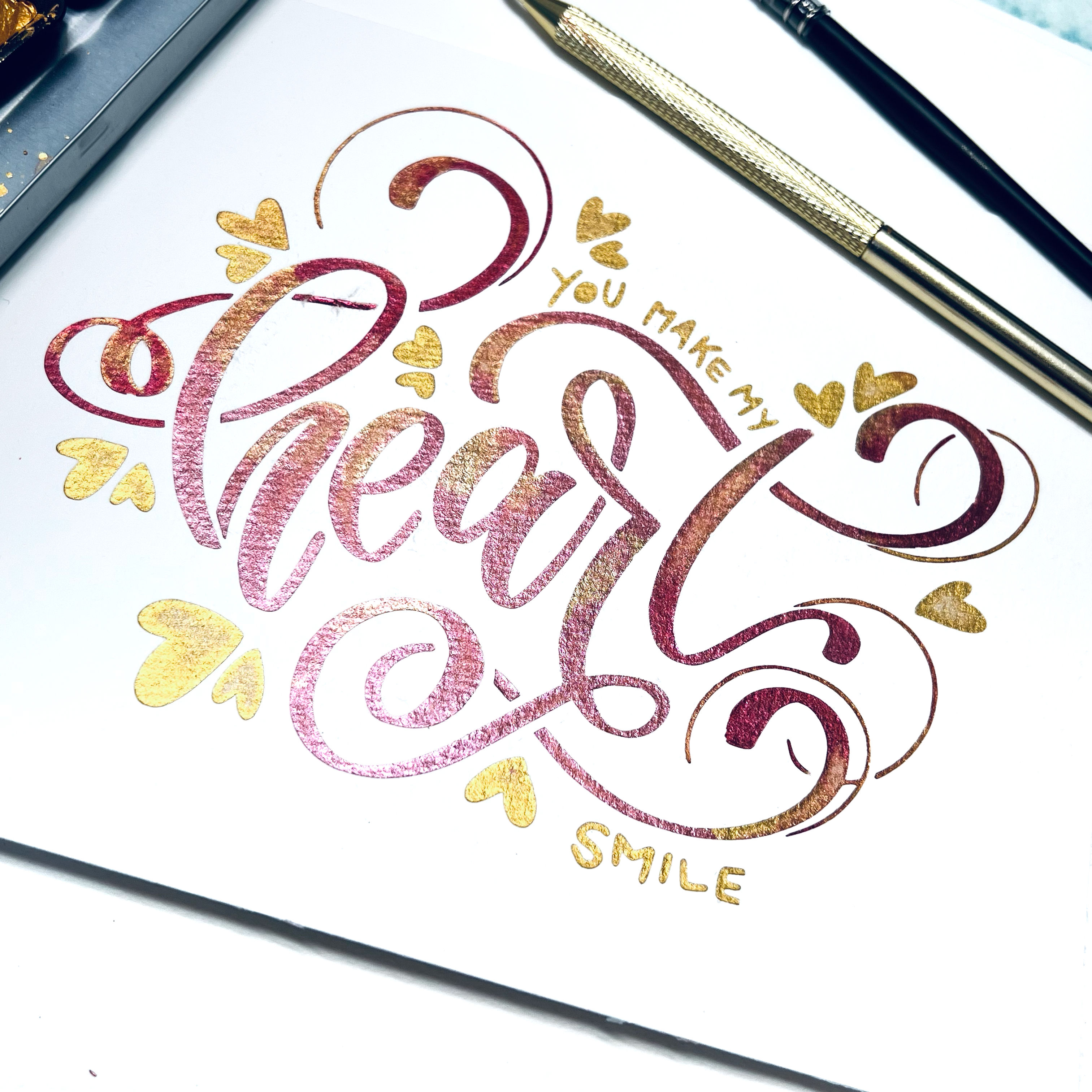 Plain colorful stencil lettering You make my heart smile (Gloria Wolf)