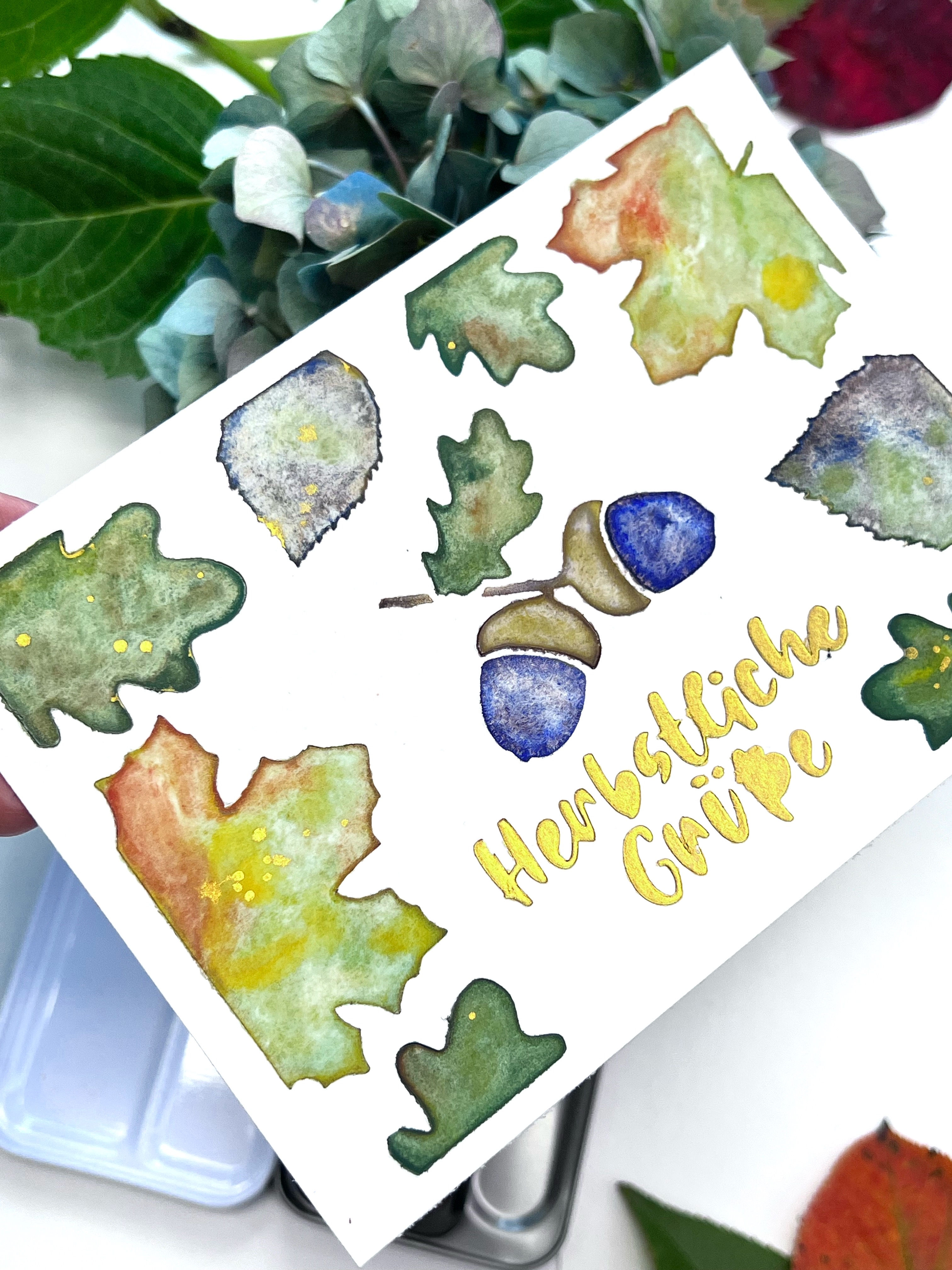 Simple colorful stencil autumn collection acorns