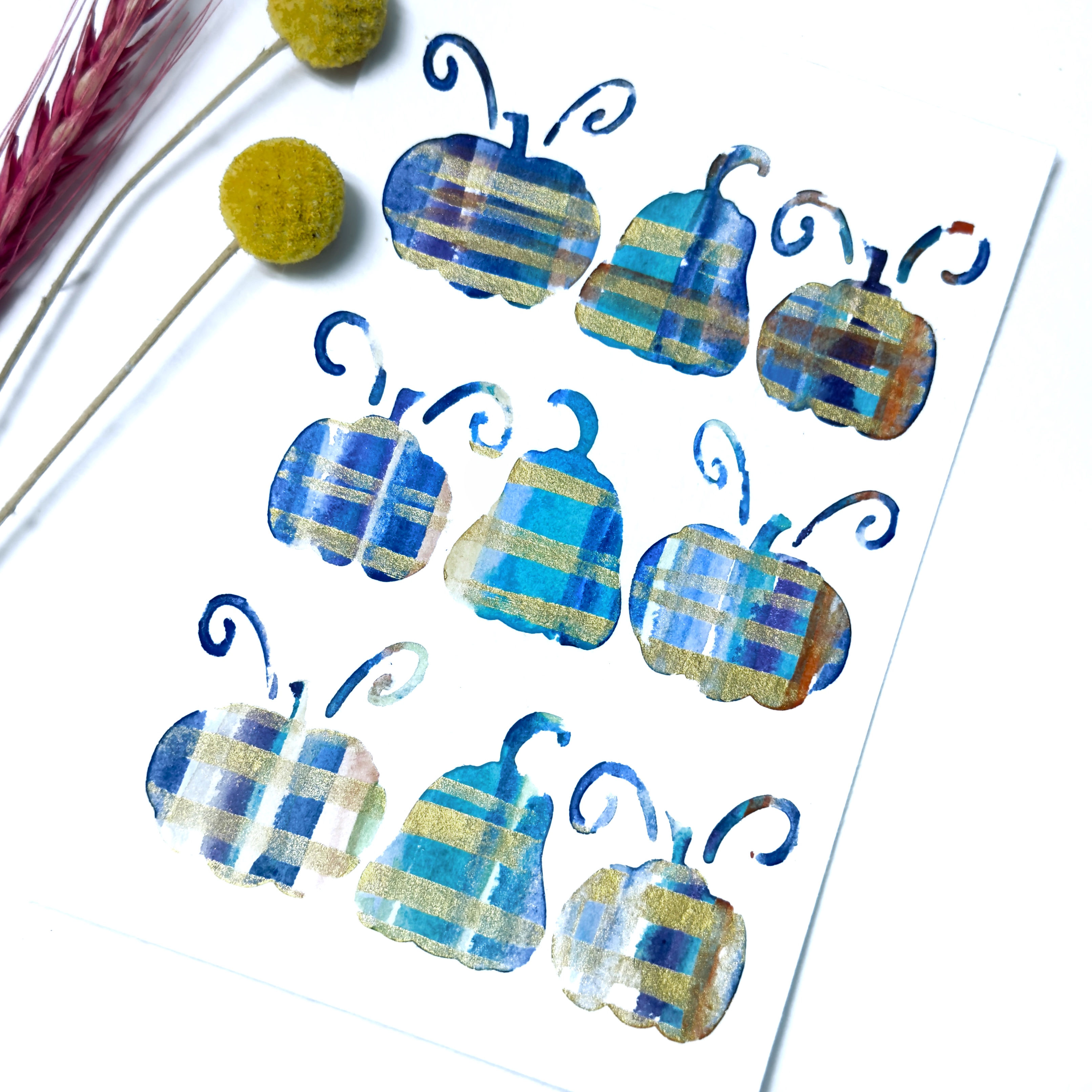 Schlichtbunt® Schablone Kürbisfeld Hochkant