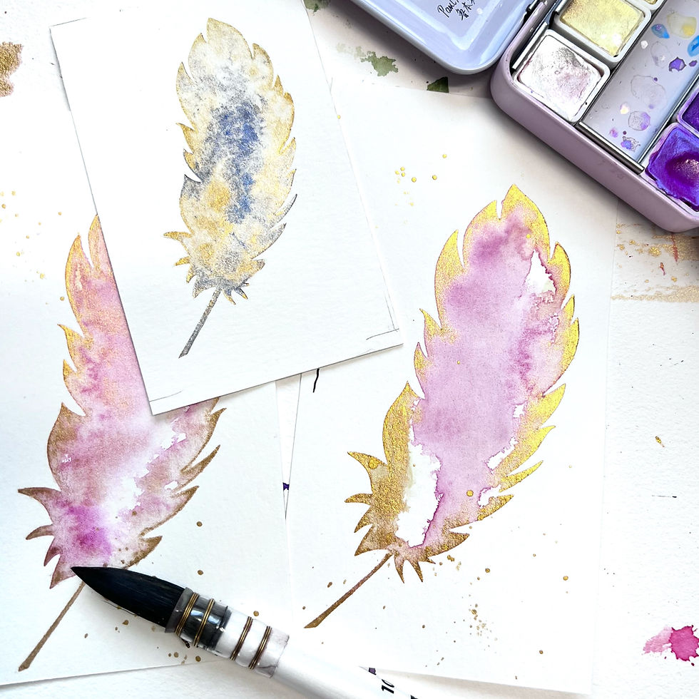 Semplice piuma stencil colorata