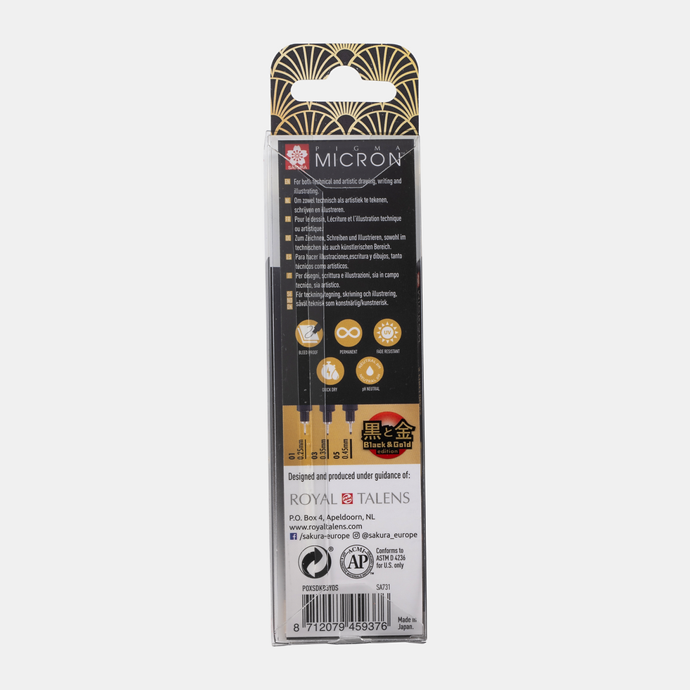 Miniatura: Set Sakura Pigma Micron nero e oro 01 / 03 / 05