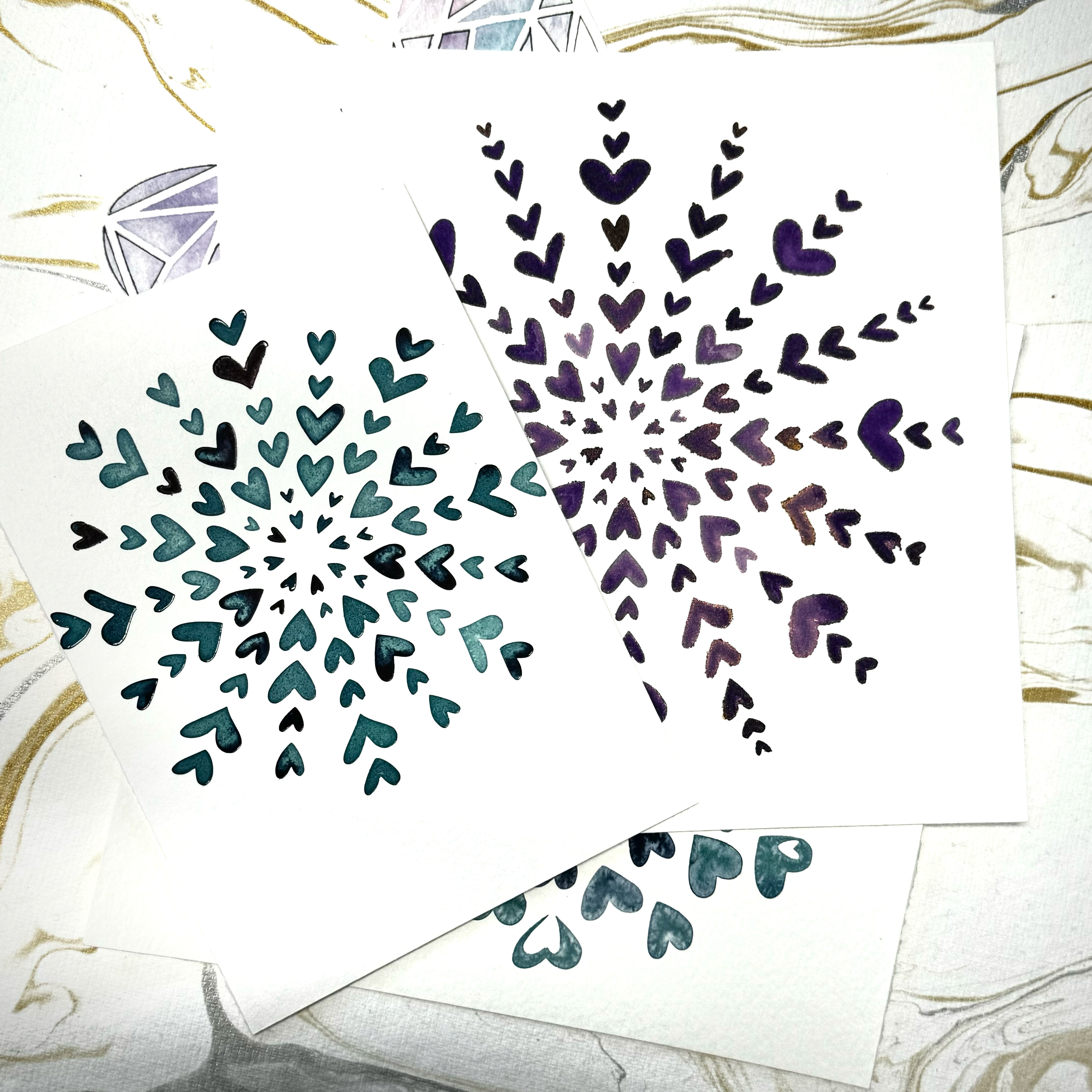 Simple colorful stencil mandala color circle heart 1