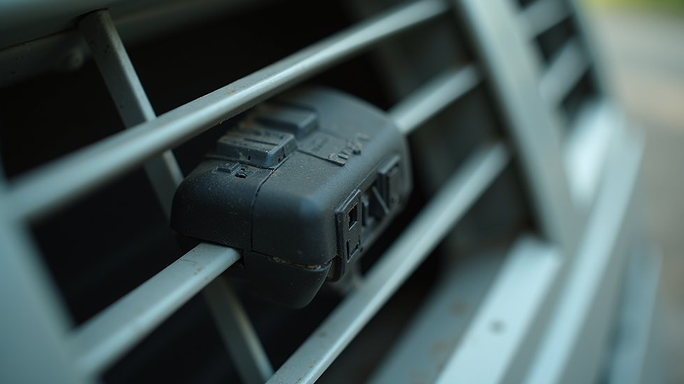 Close-up view of an air conditioning unit with visible spare parts