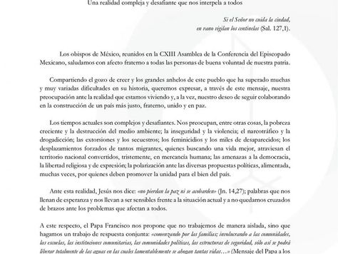 Mensaje de los Obispos de México