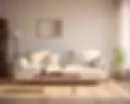 A softly lit living room with a cream sofa and minimalist decor, highlighting how designers can ai modify interior layouts with subtle enhancements.