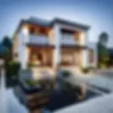 A sleek, contemporary villa with expansive windows and a reflecting pool—demonstrating the kind of high-end projects architects can connect with through AI for architects and curated job posting tools.