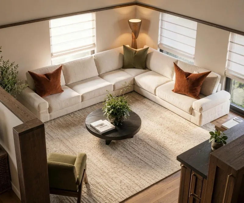 Render de detalle en primer plano con IA que destaca los materiales y acabados del interior de la casa familiar, generado con ArchiVinci.