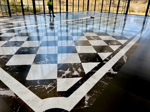 Custom Printed Marble Black & White Checkered Dance Floor