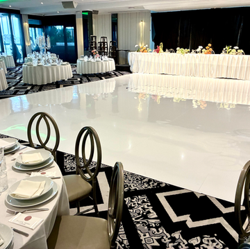 White Gloss Seamless Wedding Acrylic Dance Floor • Le Montage (Lilyfield, NSW)