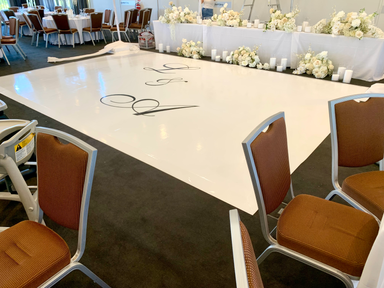 White Gloss Seamless Wedding Dance Floor Wrap • Kooindah Waters Golf Club (Wyong, NSW)