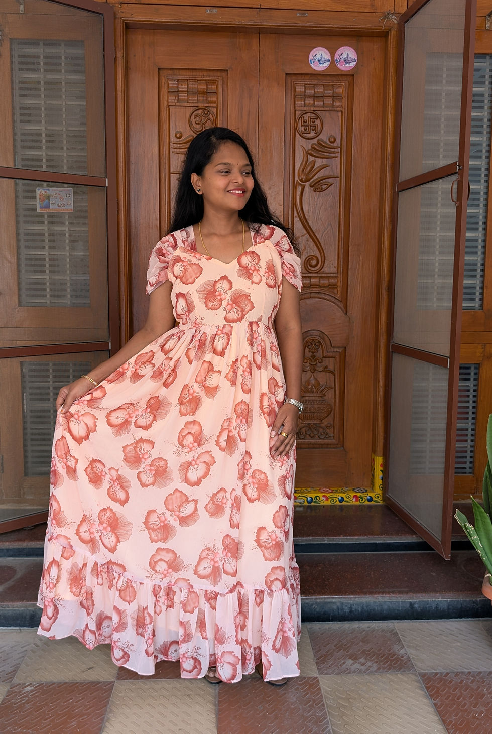 Thumbnail: Peach Floral Maxi