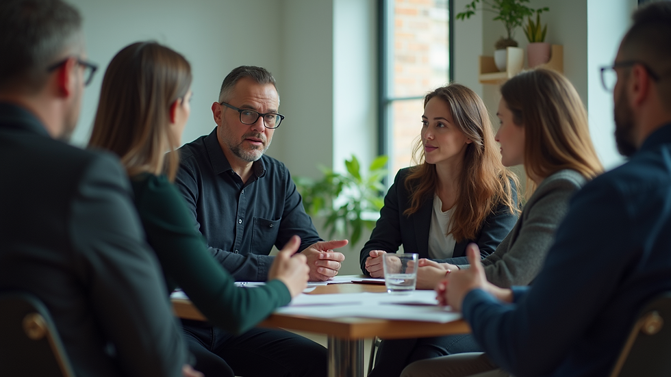 Eye-level view of a group of people engaged in a discussion