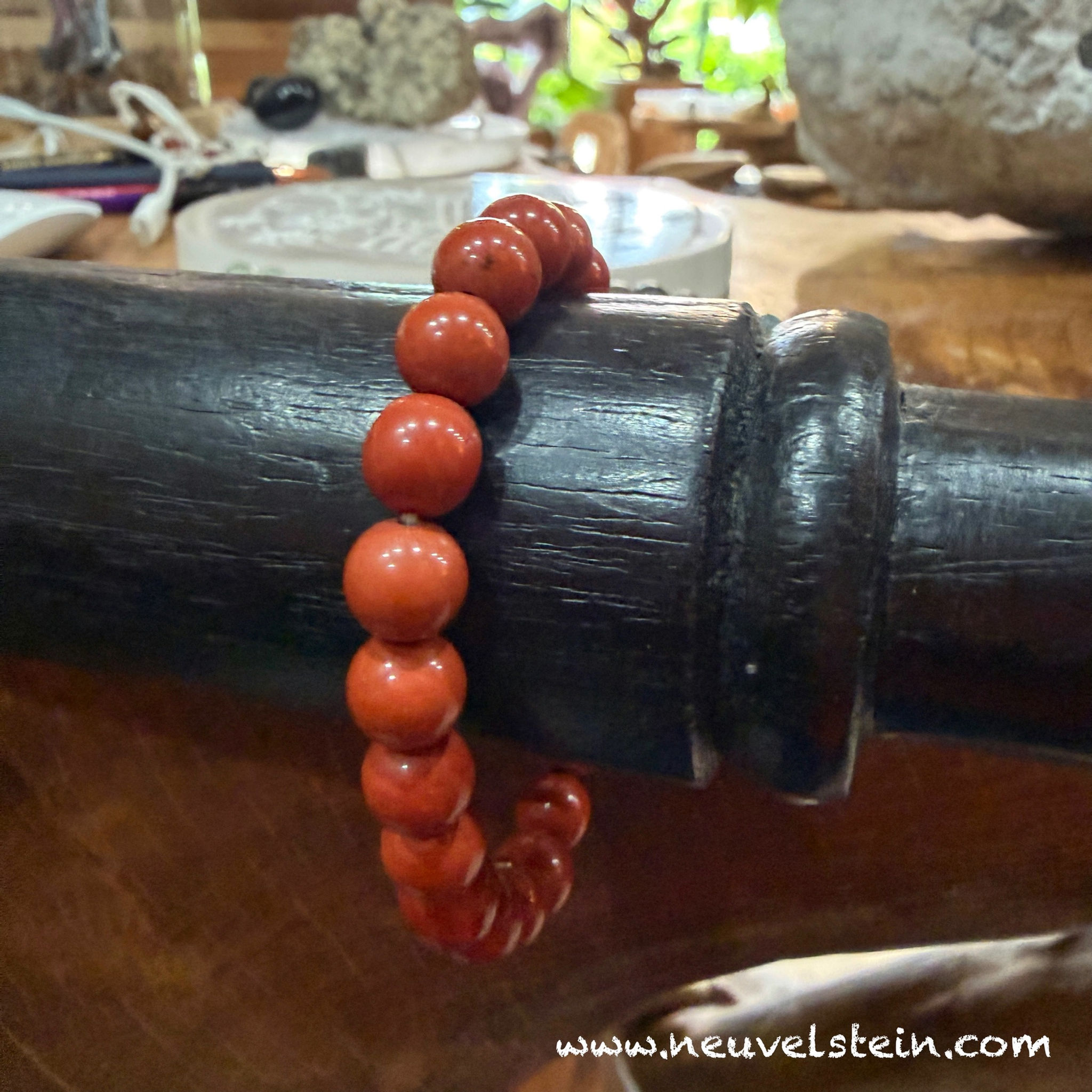 BRACELET JASPE ROUGE PERLES 8MM