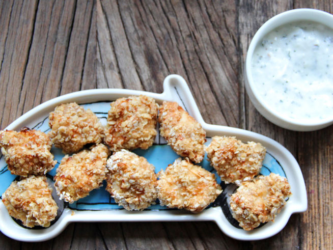 Fırında sağlıklı tavuk nugget
