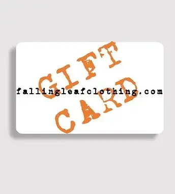 Image of a gift card with the falling leaf website address and Gift Card written on it