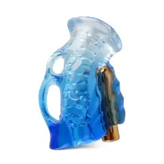 9-Speed Blue and Gold Masturbator with Bullet - Medical Grade Silicone, TPE & AB