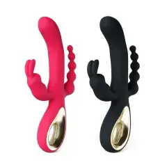 Thumbnail: Black 10-Speed Waterproof Vibrating Silicone Vibrator - Rechargeable
