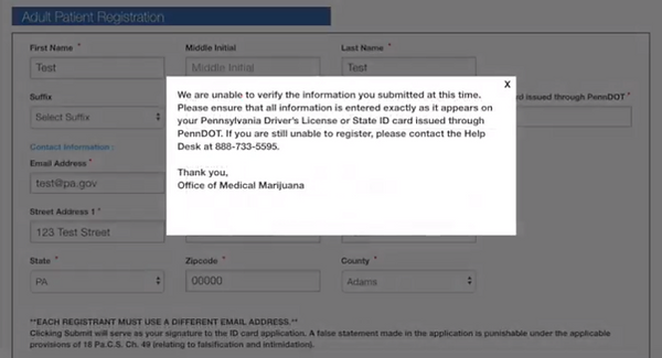 PA Medical Cannabis Registration Error.PNG