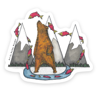 Salmon Bear Mini Sticker Set of 12