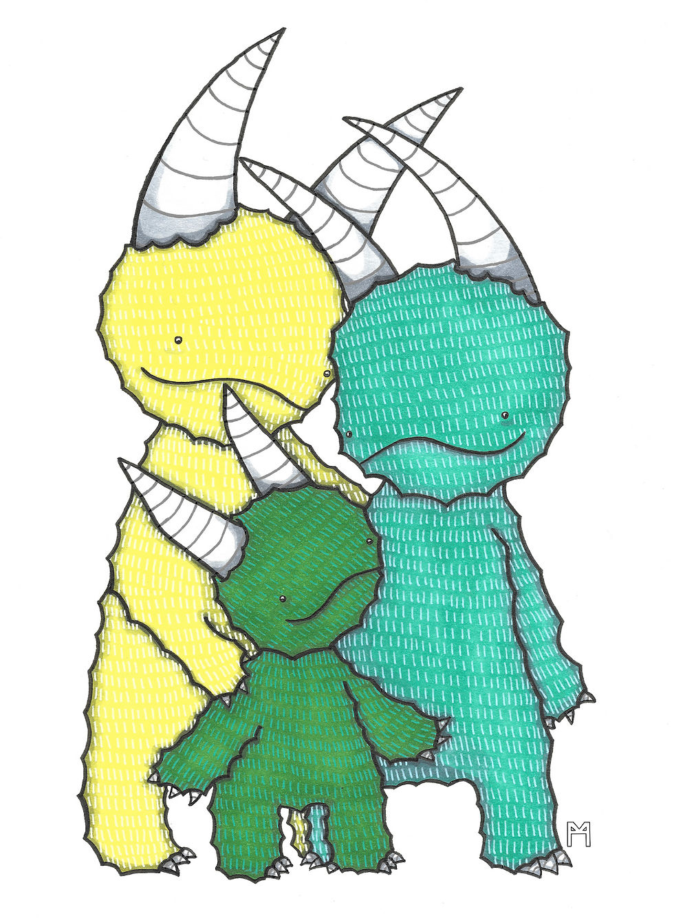 Monster Family of 3 Print