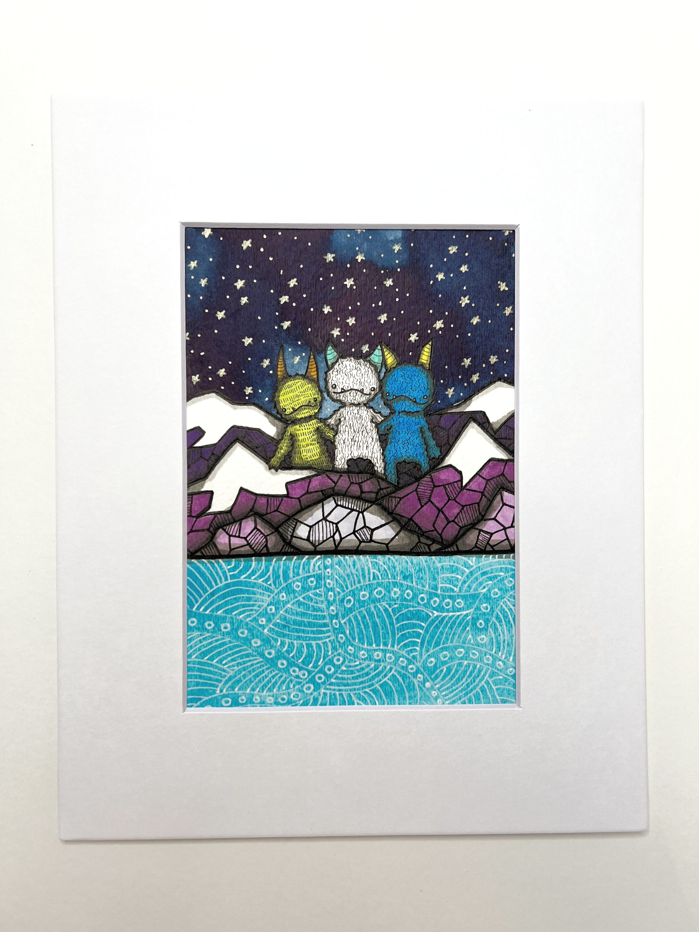 Three Monster Friends in the Mountains Original
