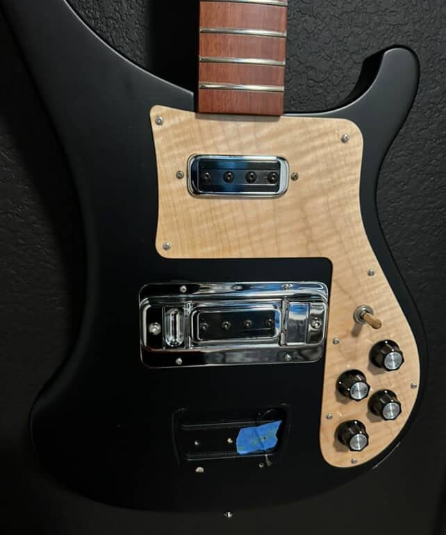 Thumbnail: Flame maple rickenbacker 4003 pickguard on JetGlo
