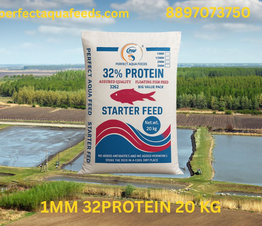 32% protein starter feed bag 20 kg by AquaFeeds, visible text: 32% protein, AquaFeeds