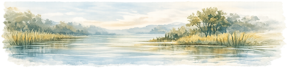 Watercolor illustration of marsh blandscape.