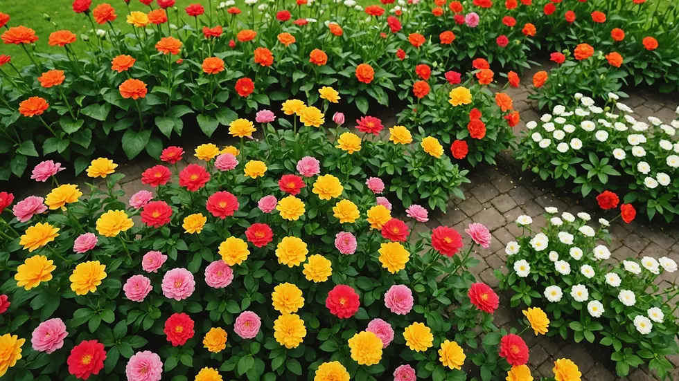 High angle view of a blooming flower garden