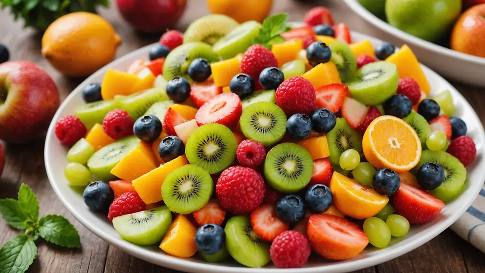 Close-up of colorful fruit salad rich in vitamins