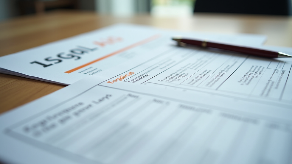 Close-up view of legal aid brochures and forms on a table