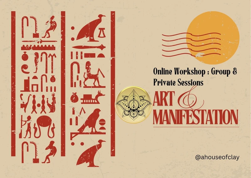 egyptian hieroglyphs on a postcard, sacred geometry symbol, Manifestation through Art, Online Workshop sessions