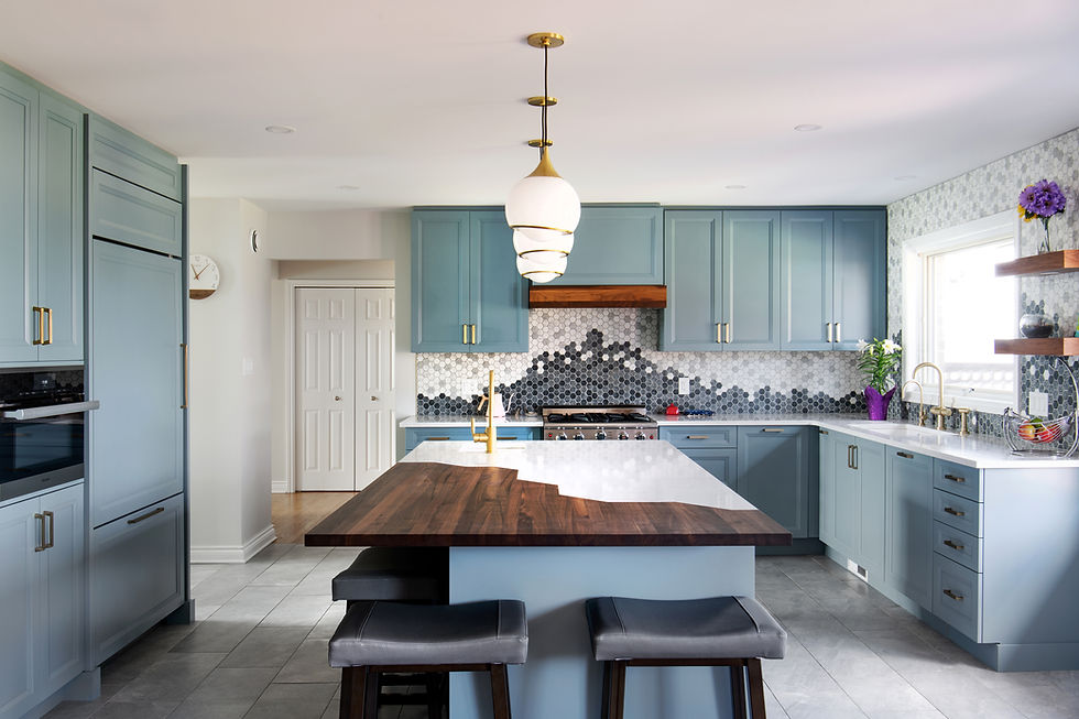 Bold Kitchen Renovation with Light Blue Cabinetry