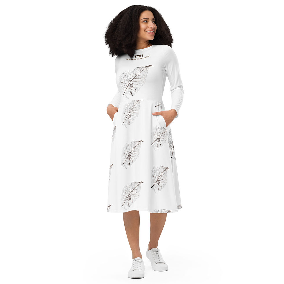 Thumbnail: TRBA Leaf II print long sleeve midi dress 