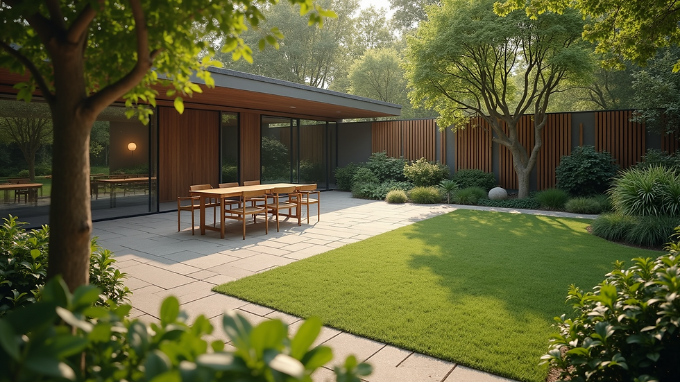 High angle view of a serene outdoor space used for group therapy sessions.