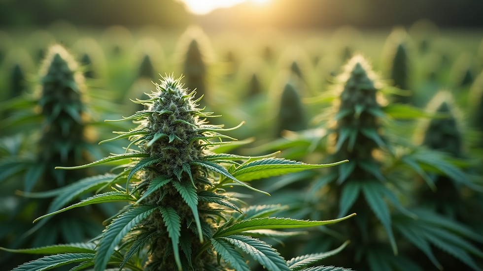 Close-up view of medical marijuana plants in natural light
