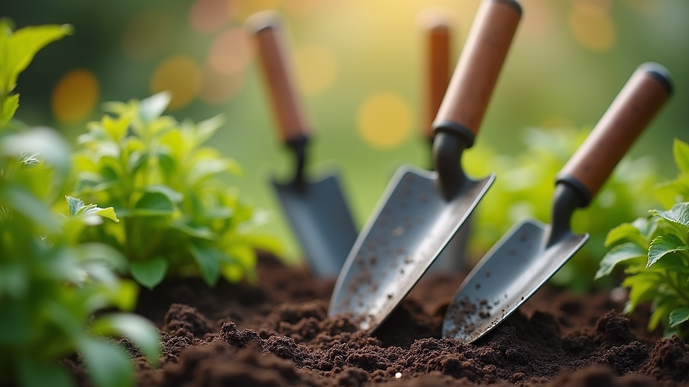 Close-up of therapeutic gardening tools in a care environment promoting mental health.