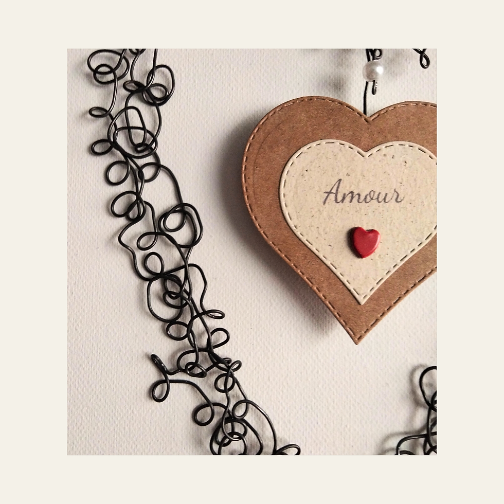 Miniature : cœur en fil de fer suspendu décoration murale artisanale tons naturels