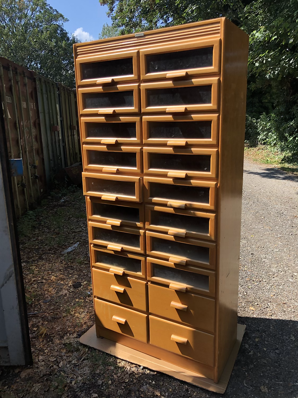 Thumbnail: Tallboy Glass Fronted Drawer Haberdashery Unit