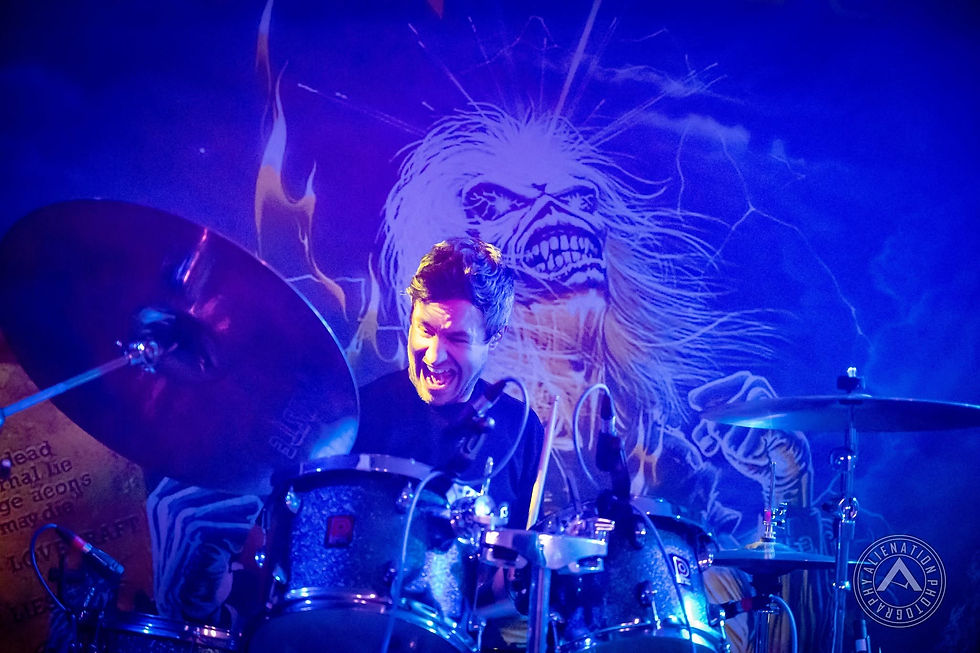 Joe Lazarus on drums with Hi-On Maiden at The Northcourt LIVE in Abingdon