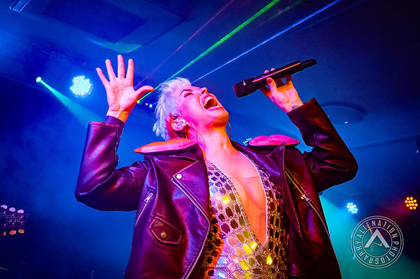 Vicky Jackson as P!NK singing live on stage at The Northcourt LIVE in Abingdon, Oxfordshire