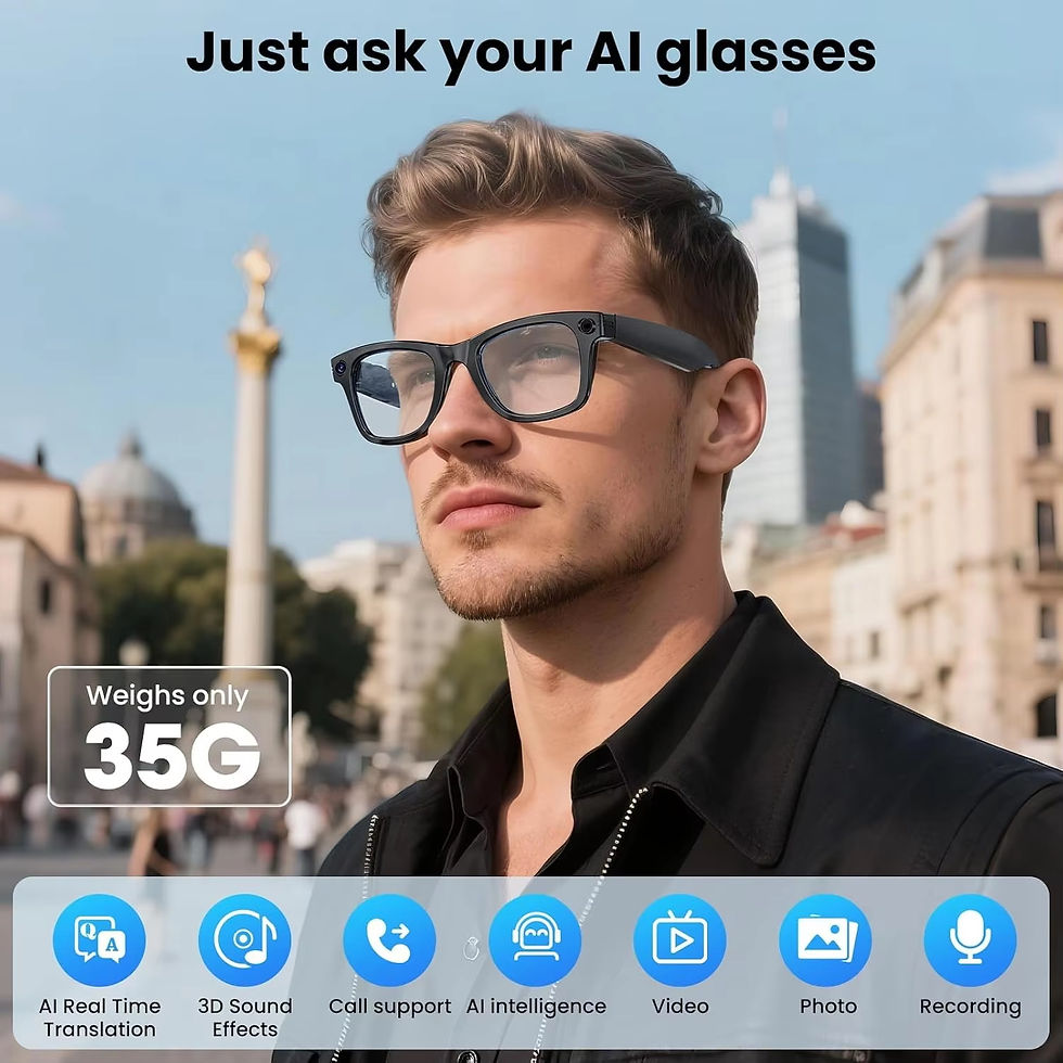Thumbnail: Fashion New Smart Glasses 8MP HD Camera AI Glasses Camera Photo Video Recording 