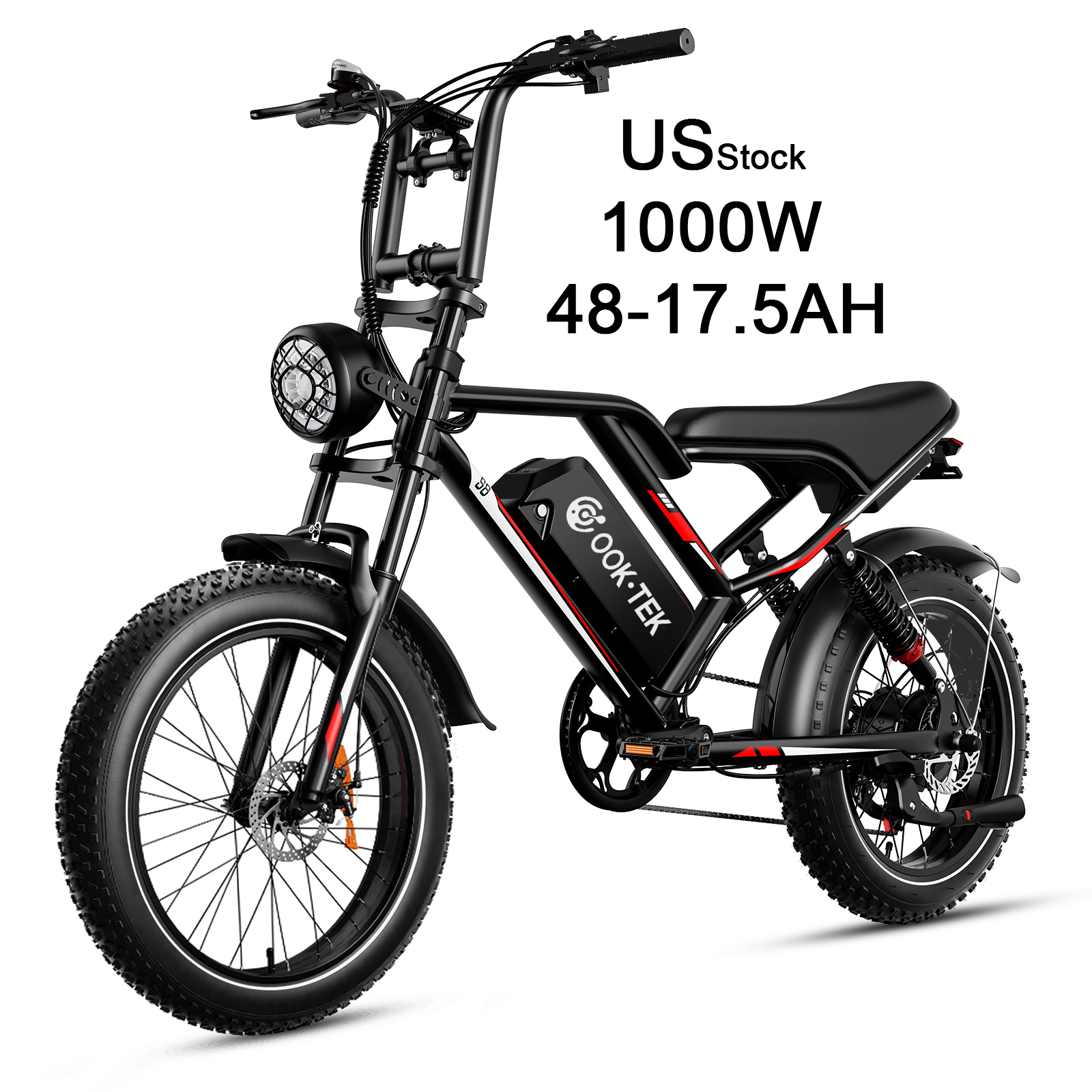 S8 Electric Bike 1000W Powerful Motor 48V 17.5AH 20 Inch Fat Tire City Bike for