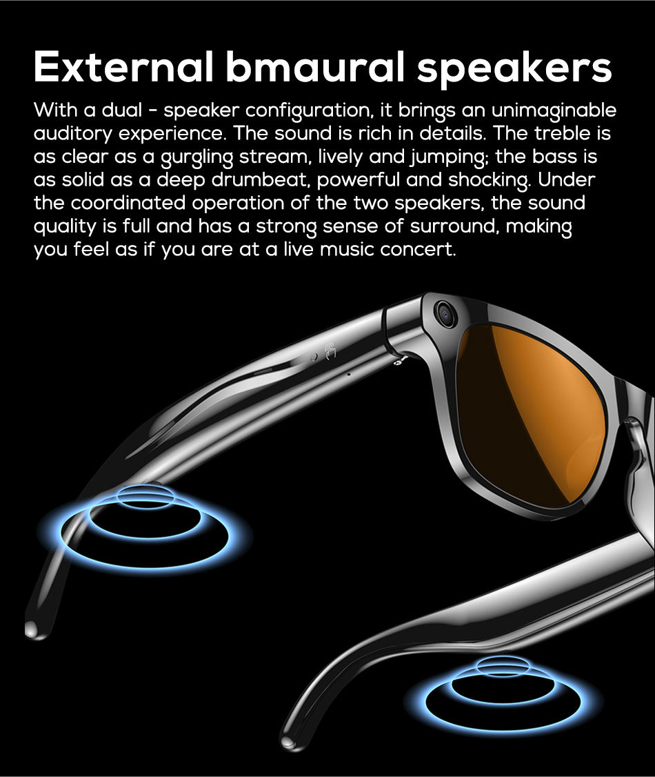 Thumbnail: Smart Glasses 100W Camera Anti-shake Video Recording Music Control Photo Recogni